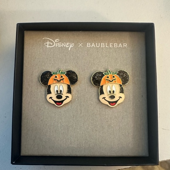 BaubleBar Disney Mickey Pumpkin Earrings - Black and Orange - Picture 1 of 3